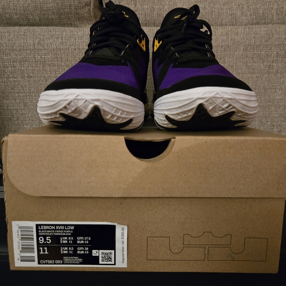 Nike LeBron XVIII 18 Low Black / Purple CV7562 003 Shoes Mens